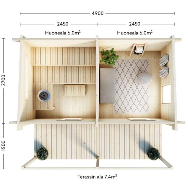 Bastustuga Kihu 13m² Gäststuga - Bild 3