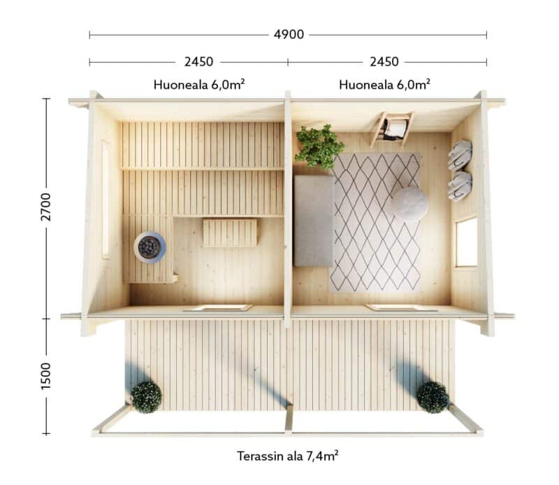Bastustuga Kihu 13m² Gäststuga